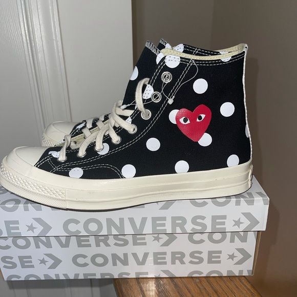 Comme des Garçons x Chuck Taylor All Star 70 Hi black polka dot - Picture 2 of 7